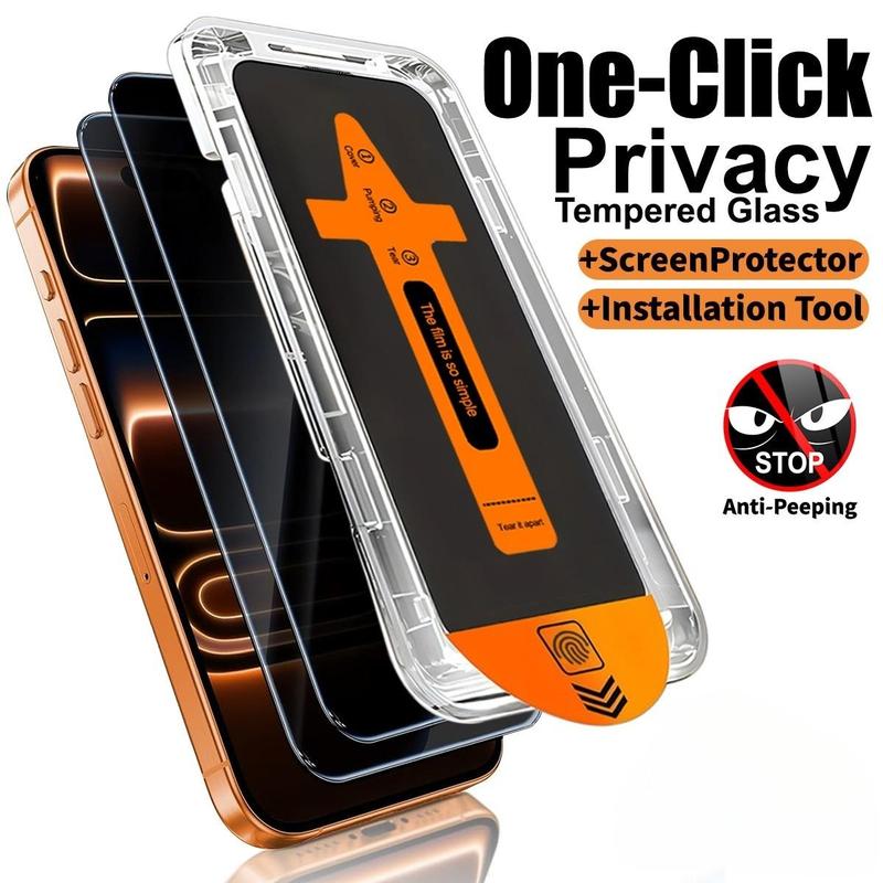 2-Pack Privacy Screen Protector Film for iPhone 17 Pro Max/pro/air/16-11, Anti-Spy Full Coverage Scratch Resistant, Dustproof Earpiece Net