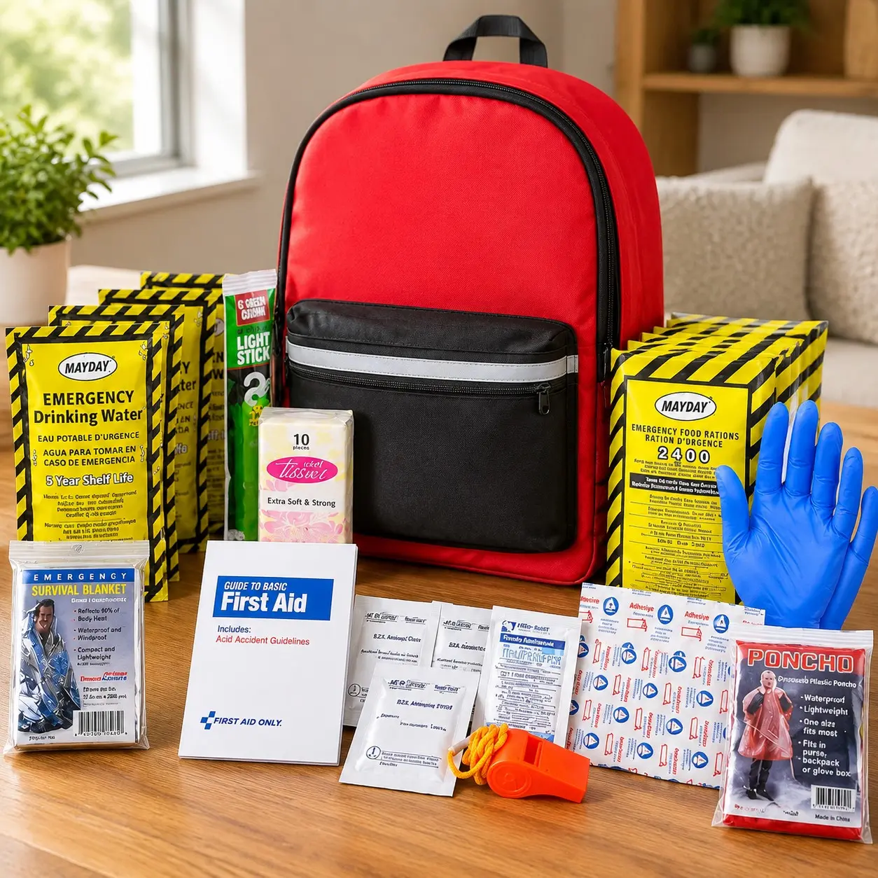 72 Hour Emergency Kit, 1-Person, 3-Day Backpack with First Aid Kit, Survival Blanket, Emergency Food Portable Disaster Preparedness Go-Bag for Earthquake, Fire, Flood