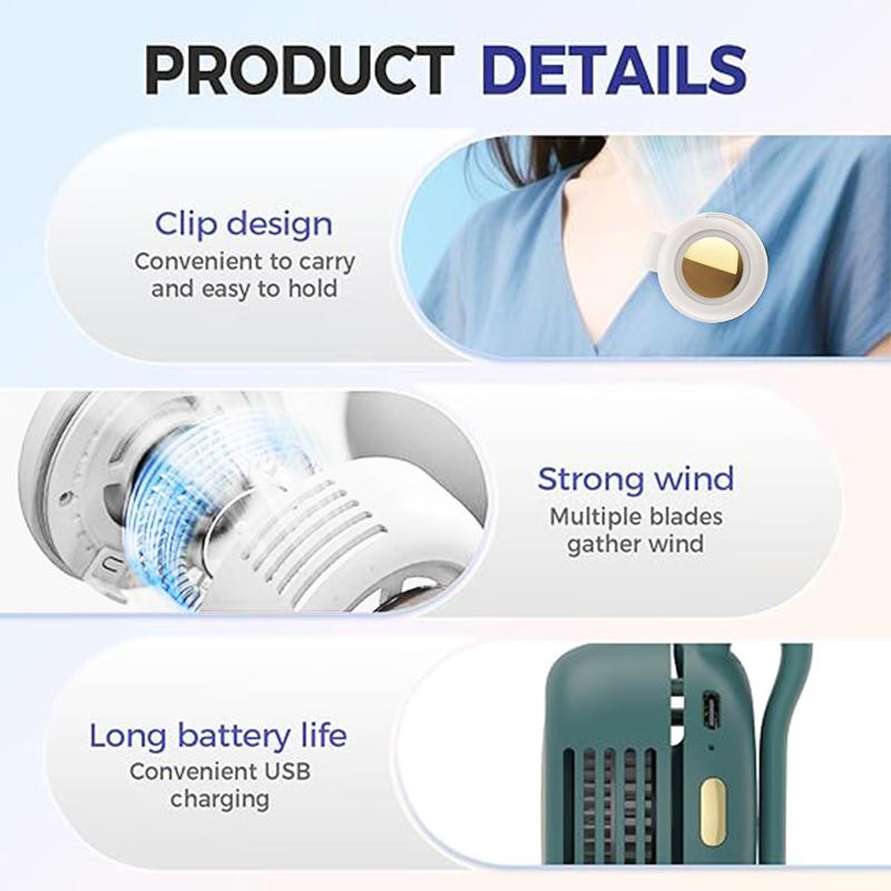 WestDeer Portable Silent Mini Bladeless Electric Fan,Adjustable 3-speed Suspended Waist Fans,Phone Cooling Fan,Personal Fan,Rotating BodyFan Suitable for Outdoor Travel,fathersdaygift,rechargeable personal fan,handheld turbo fan,Perfect Gift