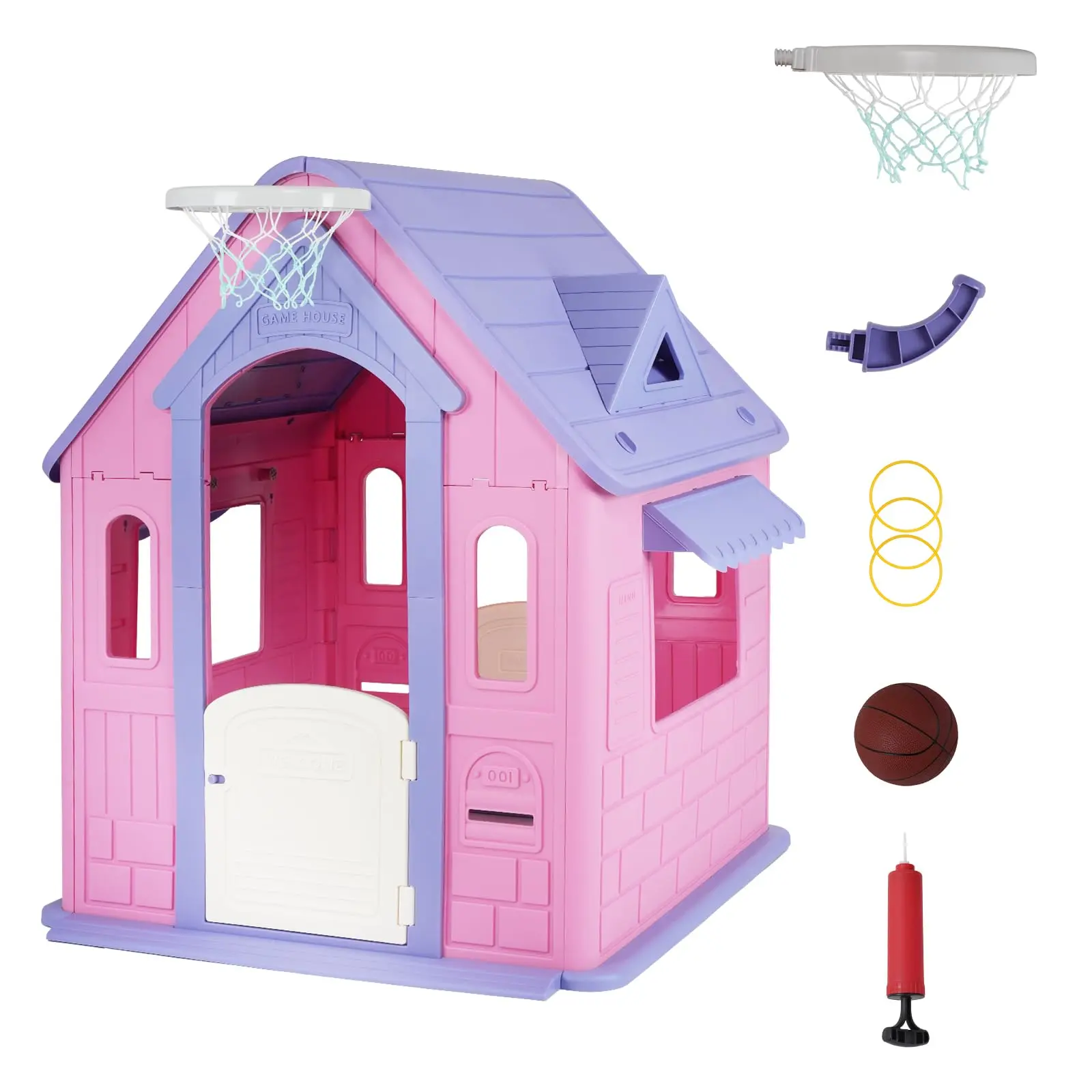 Kids Cottage Playhouse with Door, Mail Slot & Games– Indoor/Outdoor Pretend Playhouse for Toddlers and Young Children | Indoor/Outdoor Pretend Playhouse for Toddlers and Young Children