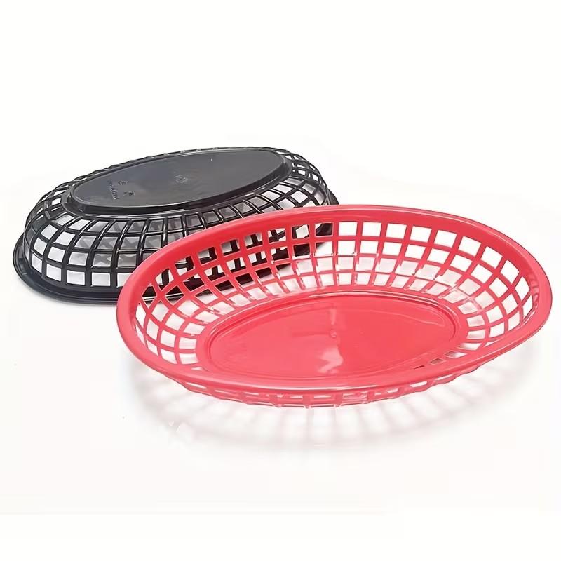 12/24/36pcs Plastic Food Serving Trays, Fast Food Basket, Restaurant Basket, Kitchen Supplies, Hamburger Fried Chips Tray, Serveware Accessories