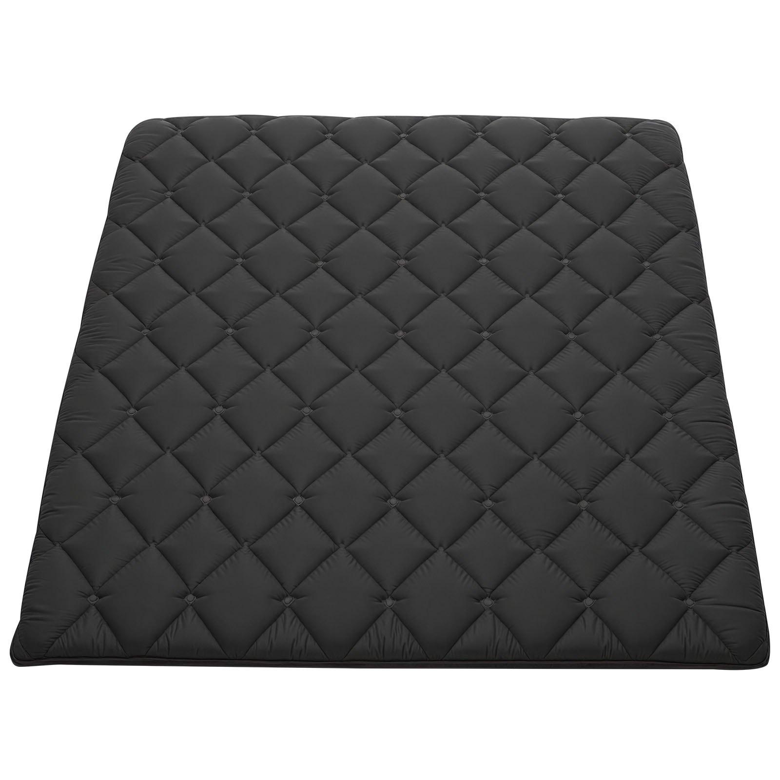 【Summerfinds】VEVOR Brushed Fabric Japanese Tatami Mattress, Queen Size 80x60x3.5in 14.1 lbs Foldable 60 Inch Single Sleeping Yoga Floor Mat, 9-Layer Dorm Mat with Storage Bag Fastener, Black