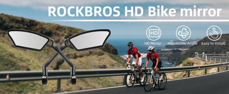 ROCKBROS HD Blast-Resistant Bike Mirror for Handlebars 360° Adjustable Rear View Mirror Fits 21-26mm Handlebars Easy Install Left & Right Side ROCKBROS HD Blast-Resistant Bike Mirror for Handlebars 360° Adjustable Rear View Mirror Fits 21-26mm Handlebars Easy Install Left & Right Side