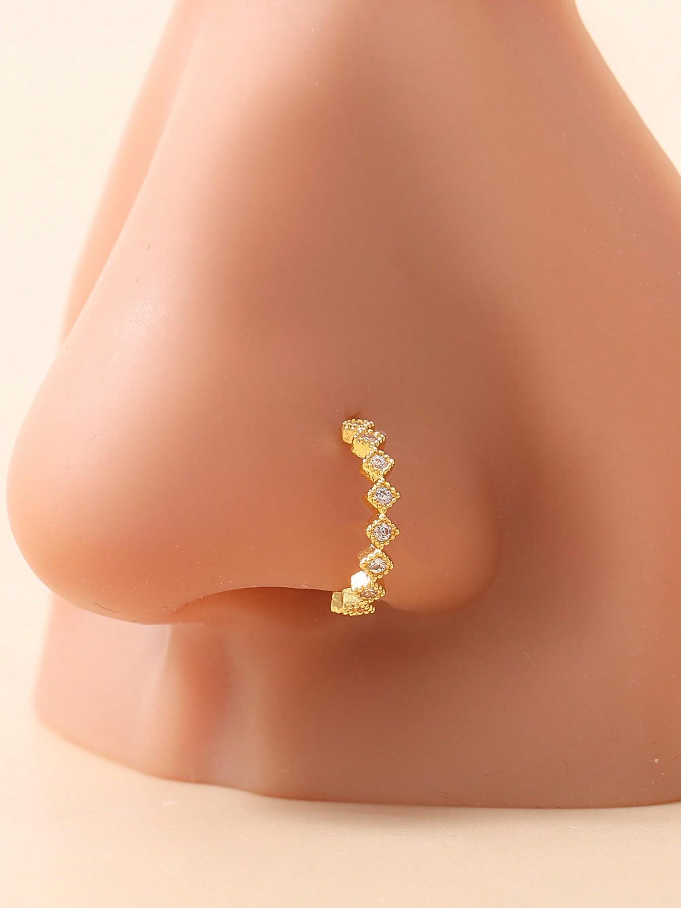 4pcs Minimalist Fashion Nose Rings & Studs for Women, Copper Alloy Plum Blossom Design, Casual Style, All Seasons, Party Gift