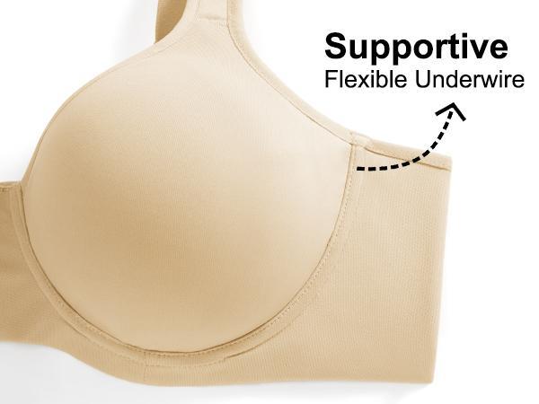 HSIA Joan Soft T-Shirt Full Coverage Unlined Unpadded Underwire Plus Size Minimizer Bra Basic Minimalist Dark Beige Everyday Bra SpringStatements