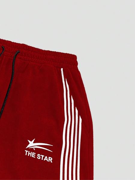 Men's Letter & Star & Striped Print Drawstring Waist Sweatpants, Regular Fit Casual Street Elastic Waist Straight Leg Trousers for Fall & Winter, Sports Casual Pants, Men's Bottoms for Daily Wear