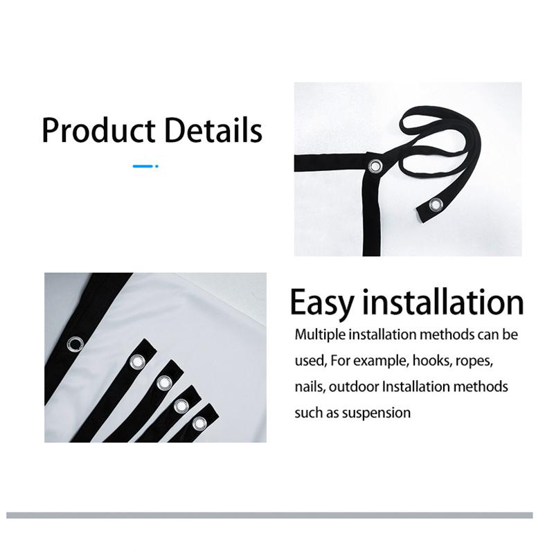 60-72-84-100-120-150 inches, multifunctional double-sided, easy to clean, soft white portable, 16:9 high-definition foldable indoor/outdoor projection screen, with portable bag, suitable for home theater, camping, Projector screen