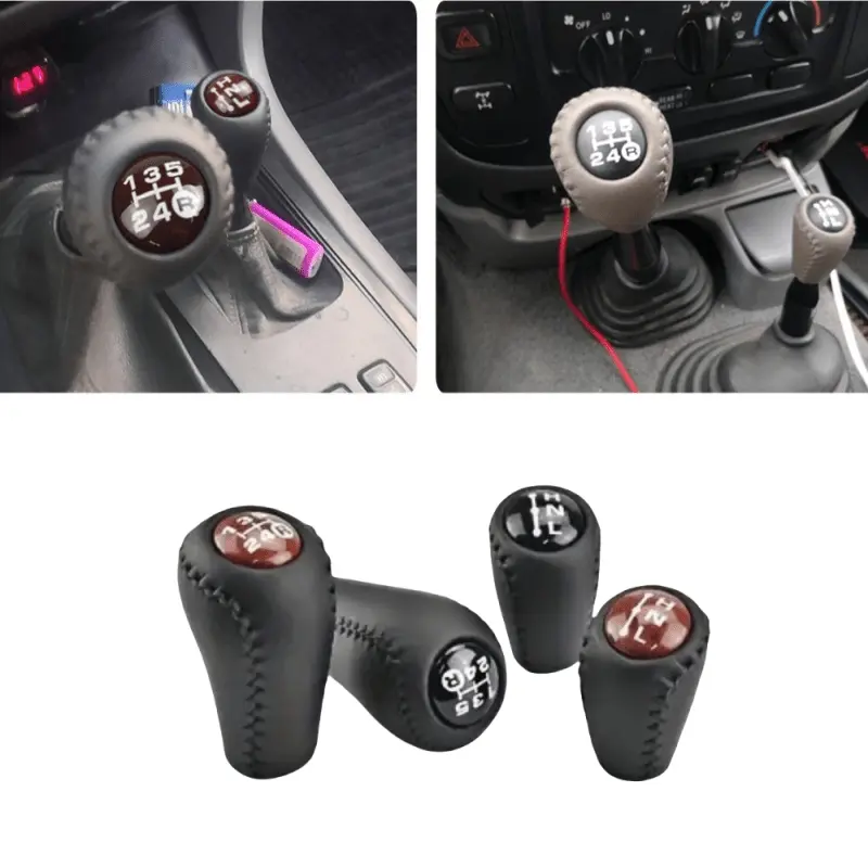 PU Leather Gear Shift Knob, 5 Speed Manual Transmission Shifter Knob for Toyota Land Cruiser Prado LC120 2003-2009