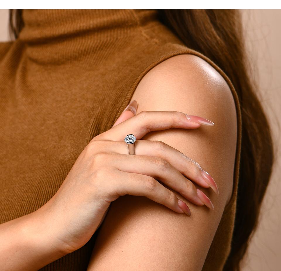 Classic Ronud Cut 3.0ct-2.0ct Synthetic Moissanite Ring for Women 925 Sterling Slver Engagement Wedding Fine Jewelry Gift R113 SpringStatements