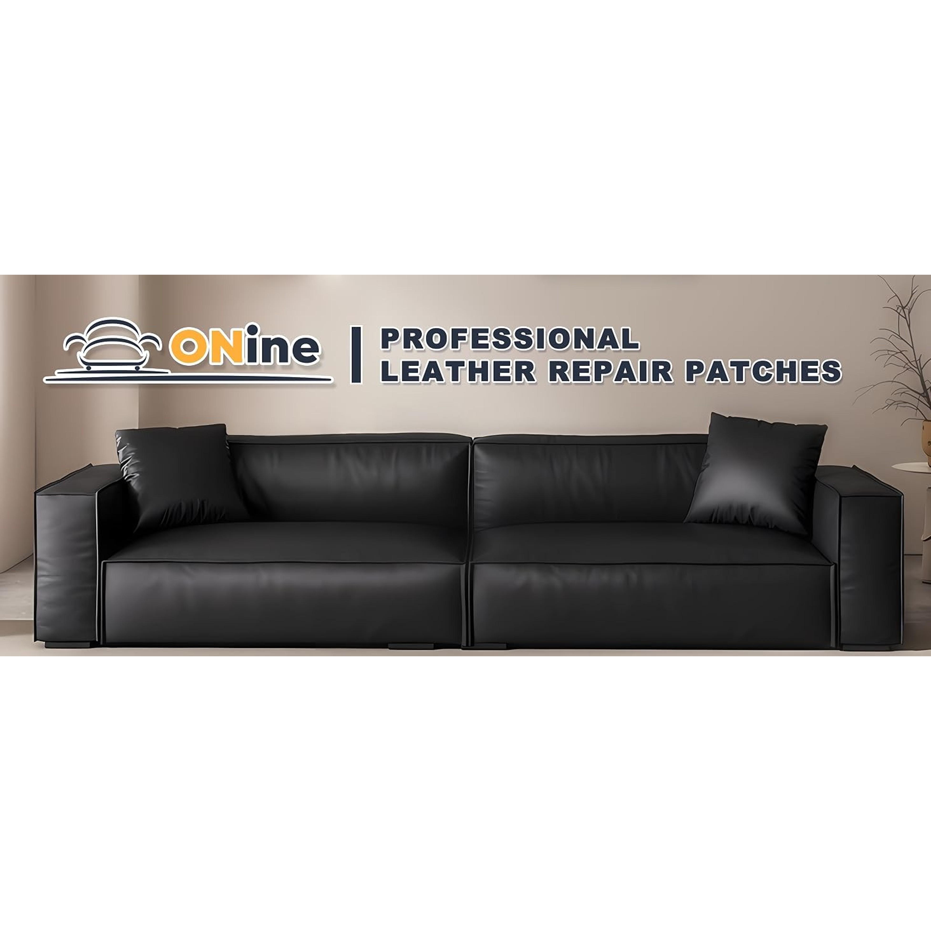 Leather Repair Patch Tape, 8 x 48 Inches Self-Adhesive Vinyl Repair Kit for Sofas, Furniture, Car Seats, Couch - Black