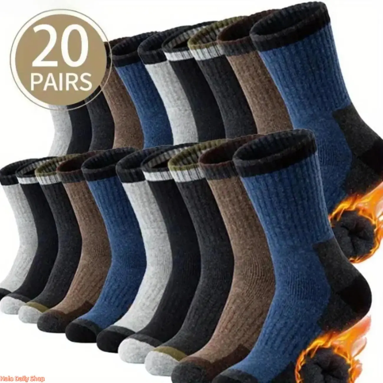 Men's Merino Wool Crew Socks, 20 Pairs, Thick Thermal Winter Boot Socks, Moisture-Wicking Cushioned Heavy Duty Socks for Outdoor Hiking & Sports Cosplay Costume Set Skeleton Dinosaur compression street fashion outdoor sport multiple Wand,sohochic
