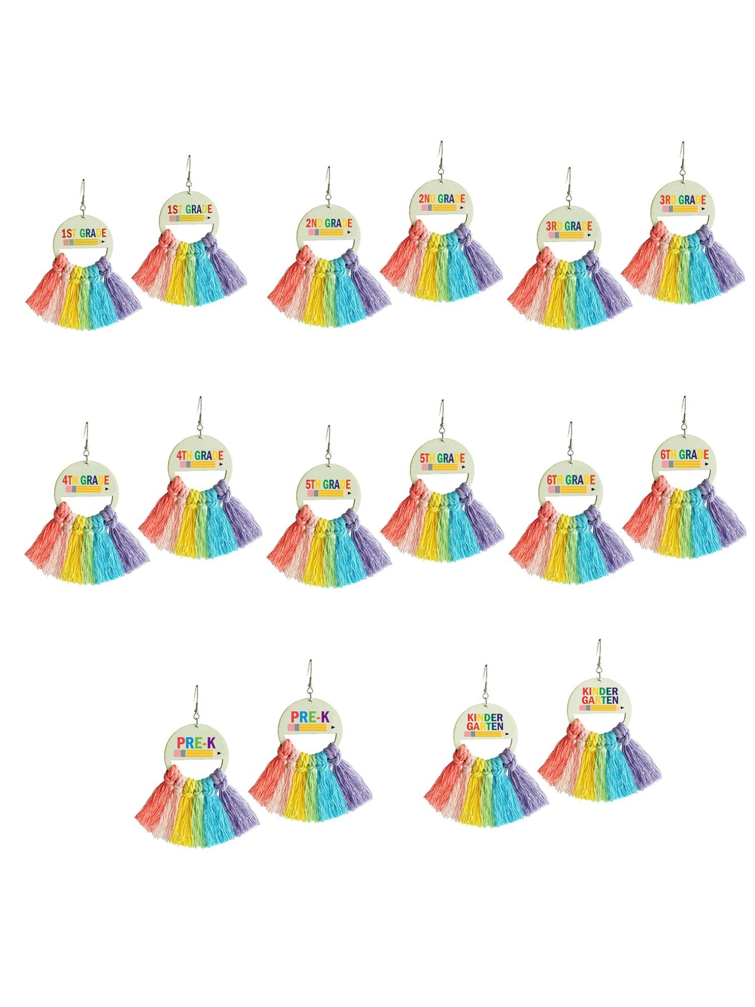 Colorful Braided Drop Earrings, Handmade Tassel Rainbow Jewelry, Perfect Gift for Teachers and Students, Elegant Back-To-School Accessories