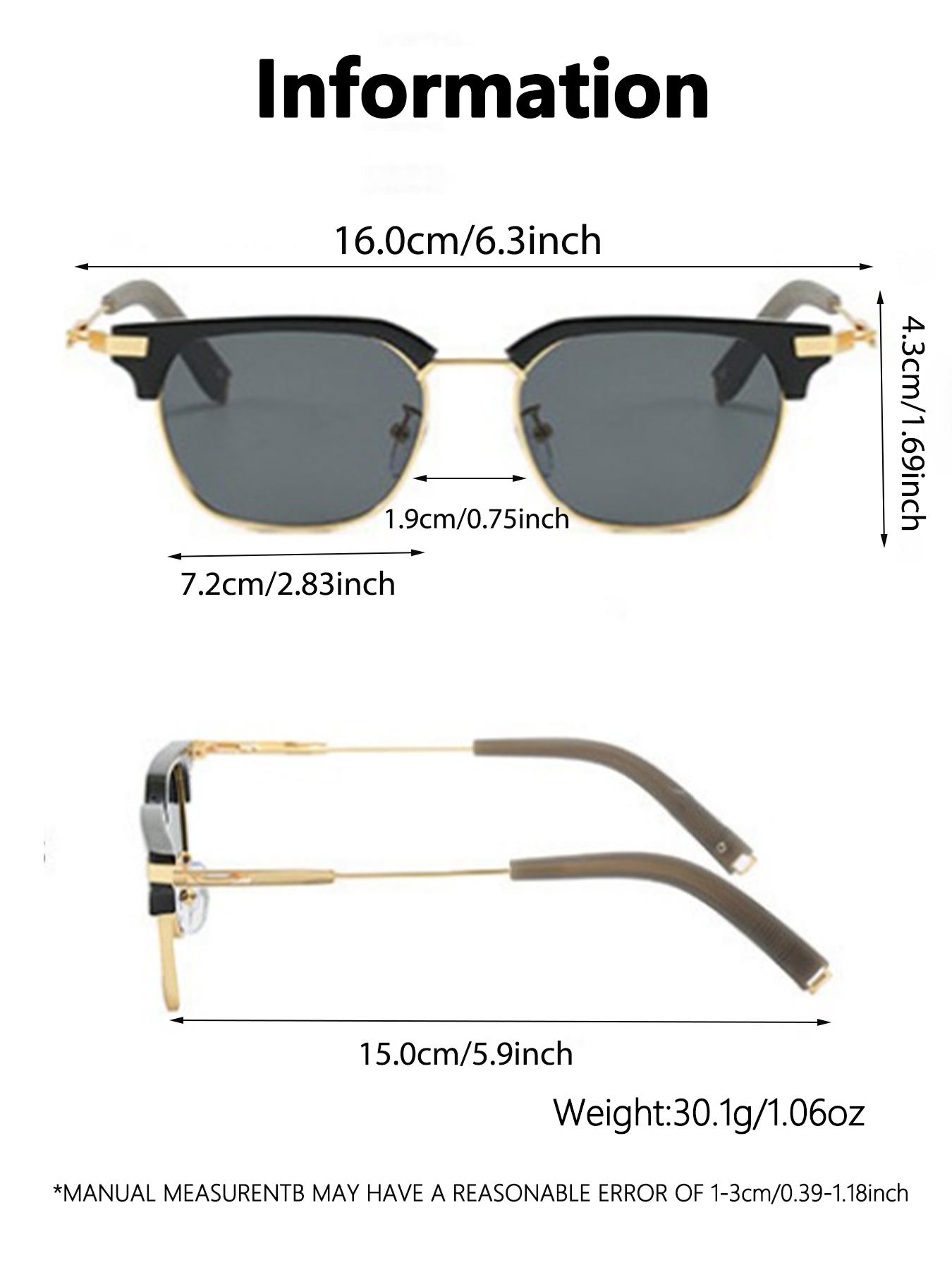 Vintage Half-Frame Glasses Frame, Classic Versatile Elegant Casual Style, Unisex Suitable for Travel Beach Cycling Music Festivals