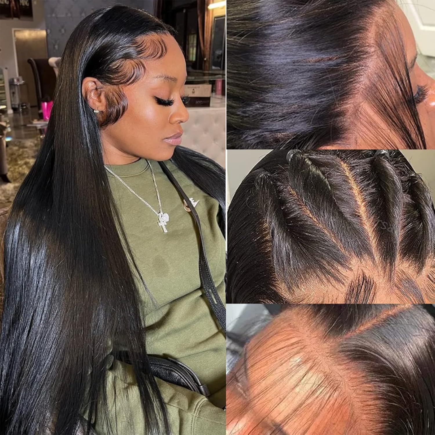 Bling Hair Straight Wig 13x4 13x6 Hd Lace Front Wigs Real Human Hair for Women Pre Plucked Natural Hairline Transparent Lace Frontal Wig 12-36 Inch 180% Density