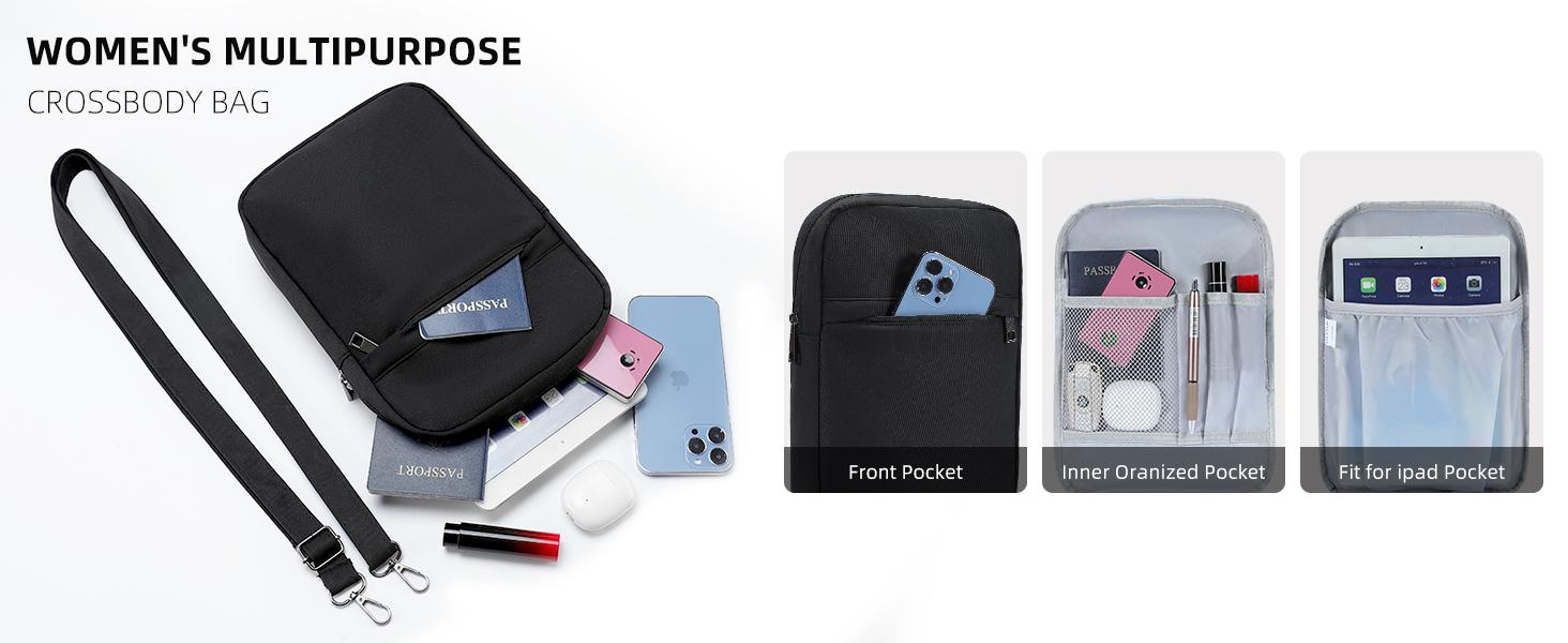 MAXTOP Crossbody Bags for Women Men Multi Position Messenger Bag Lightweight Mini Backpack Purse for Travel Casual Walking multiple pocket design