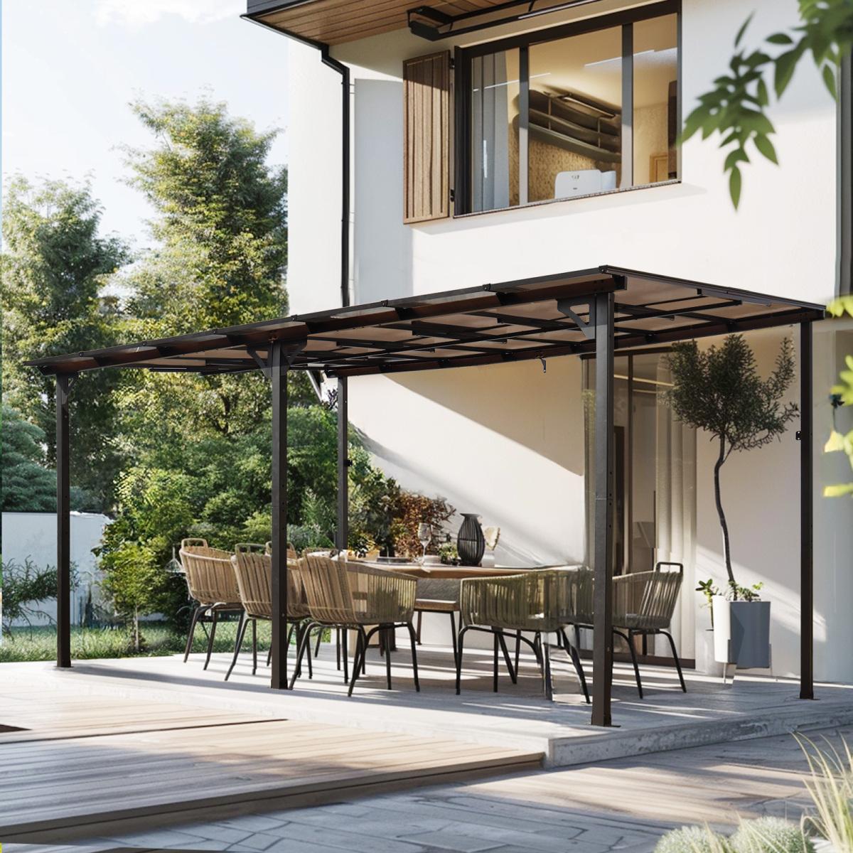10' x 14' Outdoor Pergola Gazebo,Wall-Mounted Lean to Metal Awning Gazebo with Roof,Large Heavy Duty for Patio,Decks,Backyard 10' x 14' Outdoor Pergola Gazebo,Wall-Mounted Lean to Metal Awning Gazebo with Roof,Large Heavy Duty for Patio,Decks,Backyard