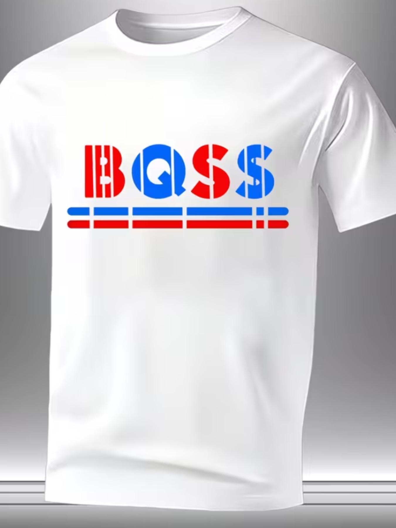 New Year Men's Round Neck Short Sleeve, Blue Striped Pattern, Modern Style, Casual Wear, Multiple Colors Available