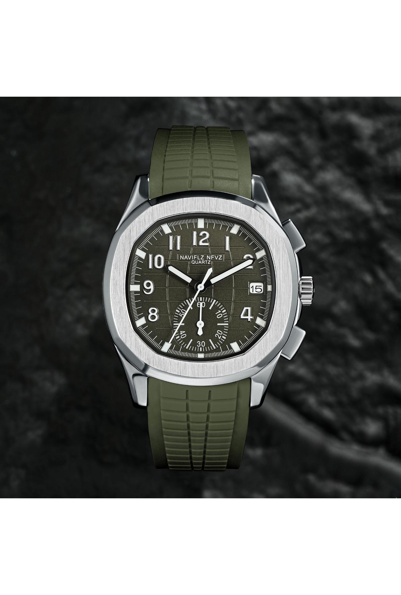 2026 Hot Selling Top Luxury Brand Japan VD53 Mov Chronograph Quartz Watch Stainless Steel Silver-Blue Rubber Strap Luminous Waterproof