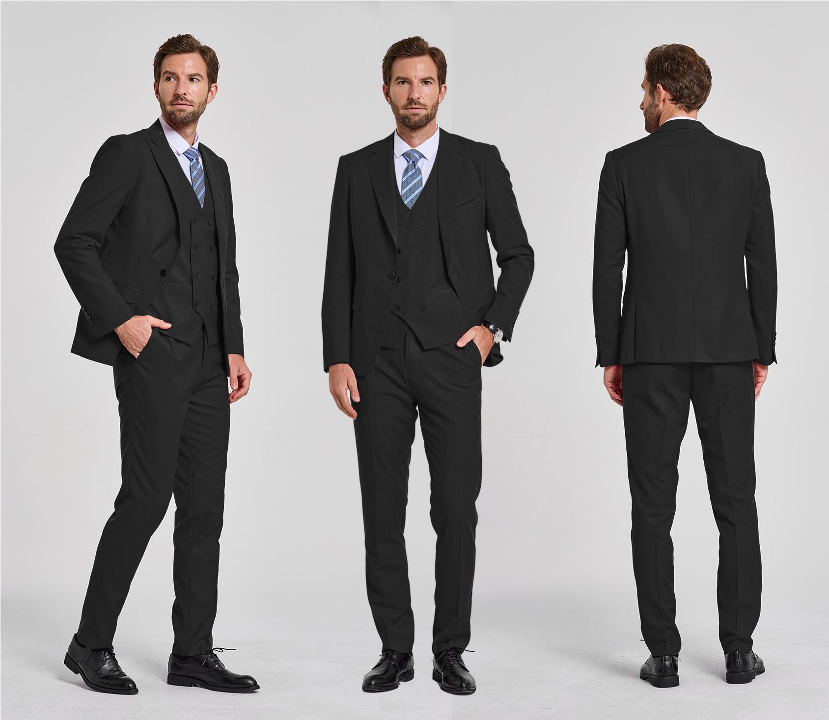 YND Men's Slim Fit 3 Pieces Suit, One Button Solid Jacket Pants Set with Tie for Wedding Party Business Prom YND Men's Slim Fit 3 Pieces Suit, One Button Solid Jacket Pants Set with Tie for Wedding Party Business Prom