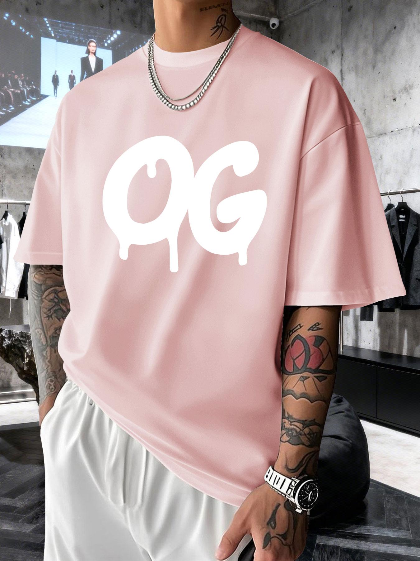 Men's Short Sleeve T-Shirt Summer Og Creative Graffiti Print, American Streetwear Original Gangster Loose Fit Long Top