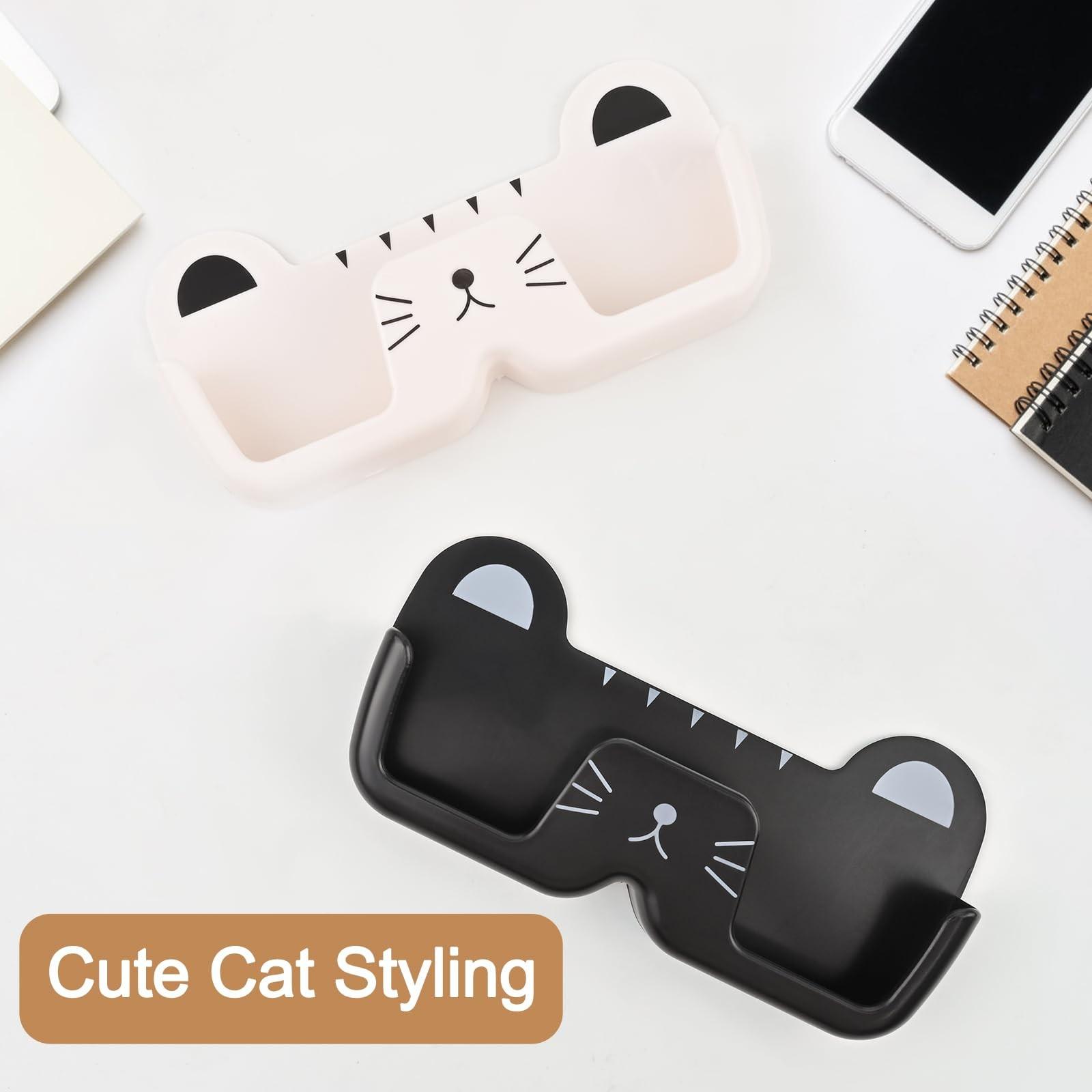 Cat-Shaped Sunglasses Holder, Wall-Mounted Eyeglass Rack, 2-Piece Set, Ideal for Entryway, Living Room, Bedroom, Bathroom