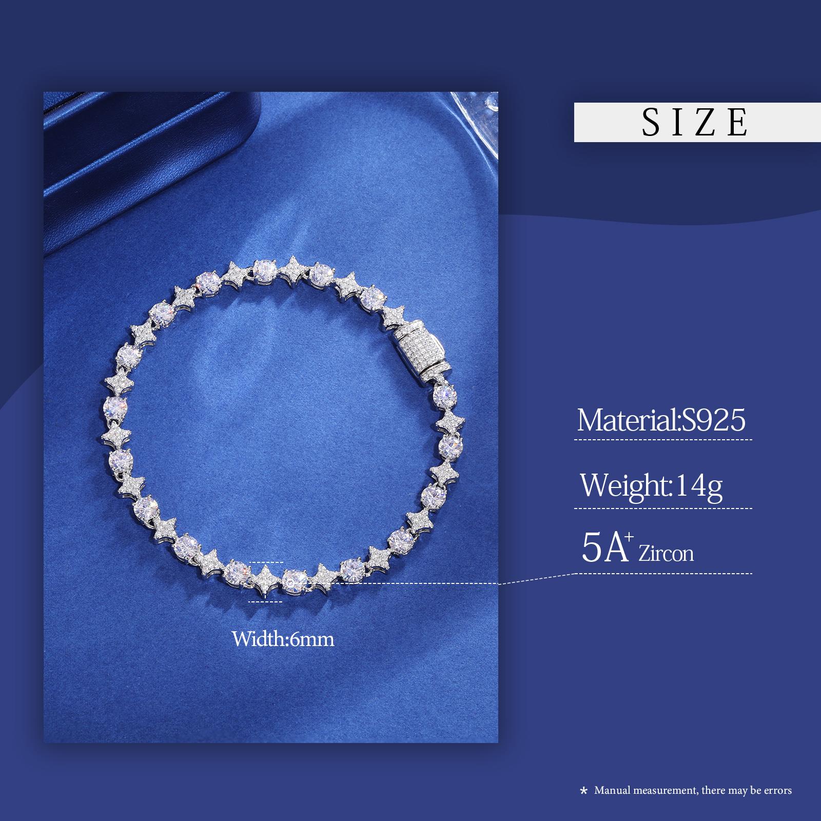 【BS9250030】6mm Iced Out Bling  Bracelet S925 Sterling Silver For Women Exquisite Party Wedding Girlfriend Valentine's Day Jewelry