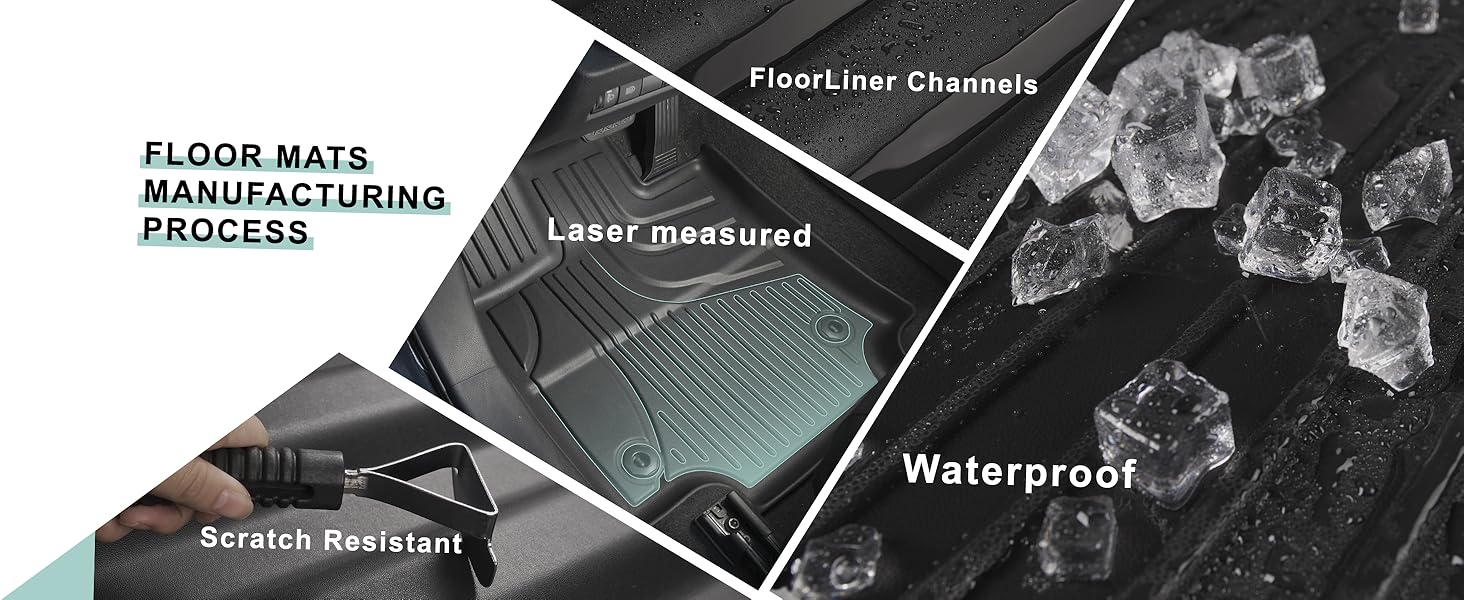 Original 2017-2025 Q7/SQ7 Floor Mats & Cargo Liner for Audi Q7 All Model - Custom Fit All Weather TPE Floor Liners for Q7/SQ7 1st & 2nd Row & Trunk Mat Full Set Car Mats, Black