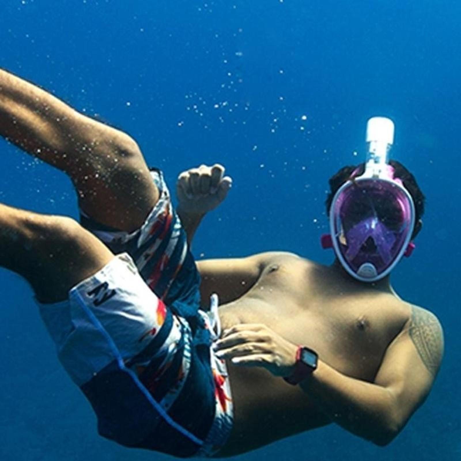 Silicone Snorkeling Mask Anti-Fog Anti-Leak Full Face Diving Goggles 180° Clear View Professional Snorkel Kit Pressure Resistant Safety Breathing System