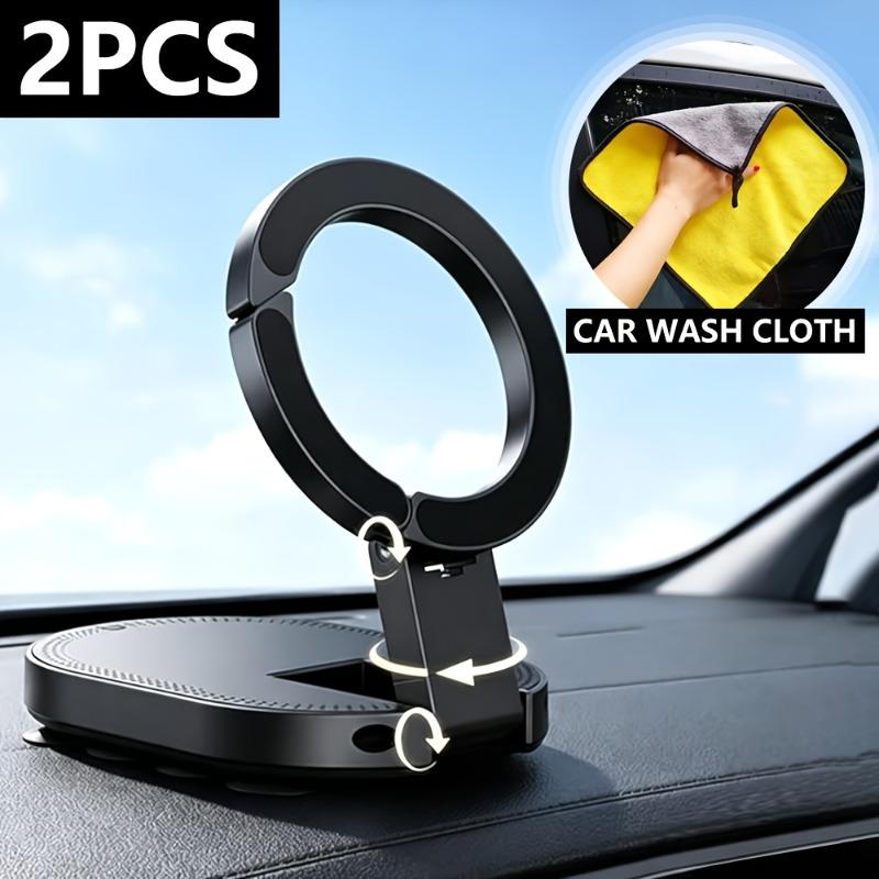 3-in-1 Magnetic Phone Holder Compatible for Magsafe iPhone 12/13/14/15/16/17, Foldable Carabiner Bracket with Double Lock & 360° Rotation, Rotatable Magnetic Clip, Ultra-Portable for Car Dashboard, Gym, Office, Desktop - Suitable for Smartphones/Tablets