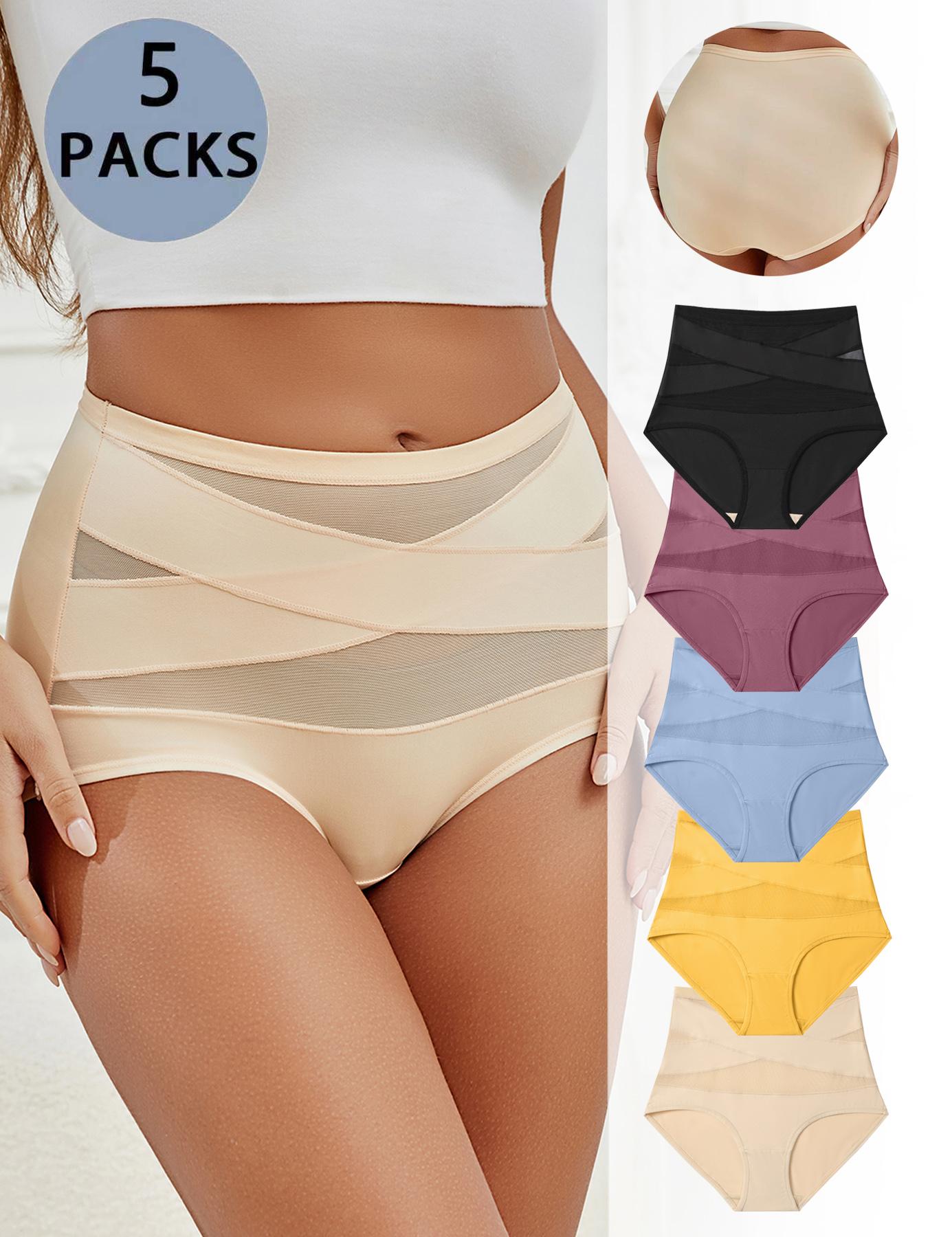 Women's Solid Color High Waist Briefs, Soft Comfy Breathable Panty for Daily Wear, Ladies Underwear for All Seasons