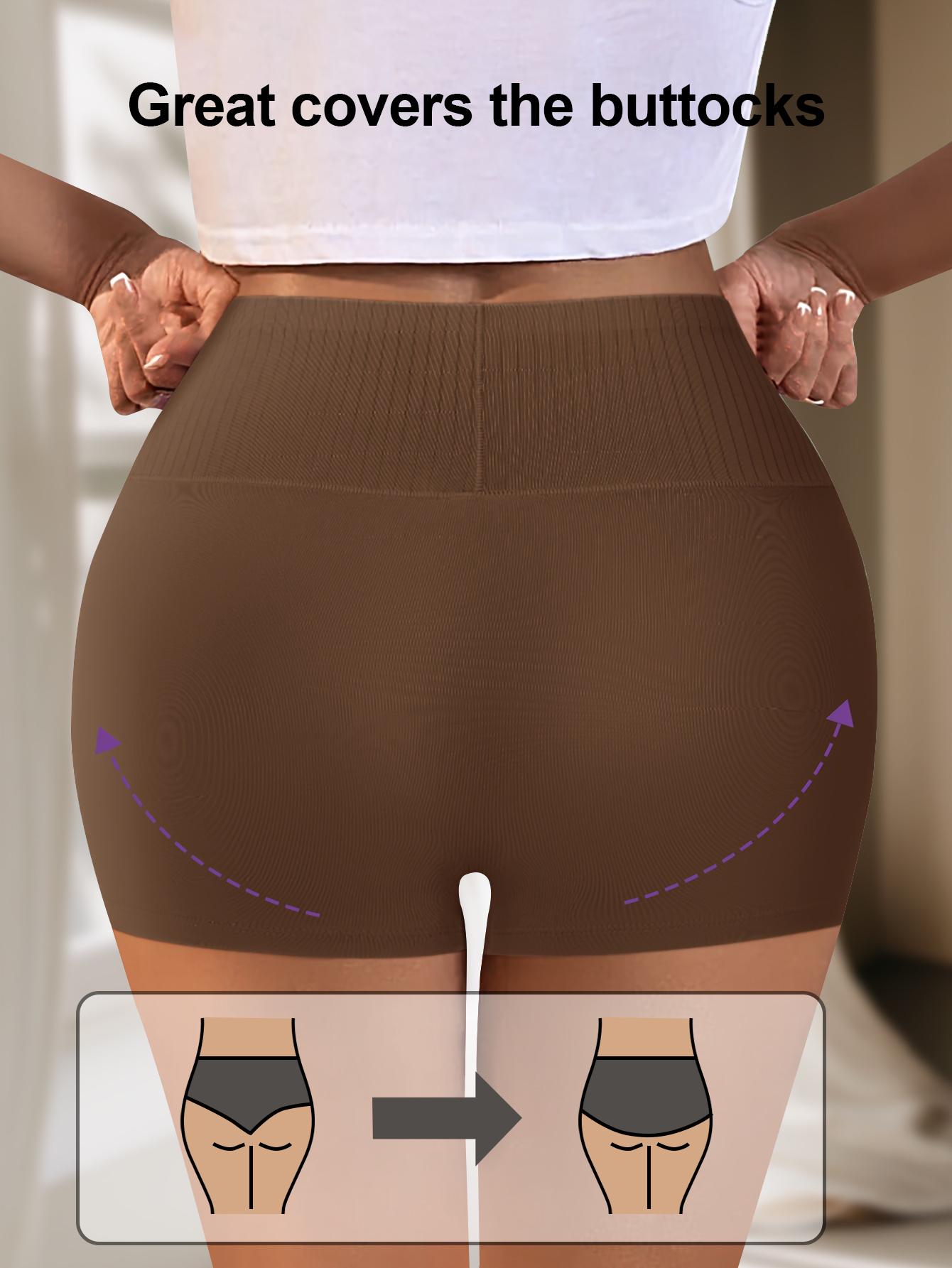 QUASTI 4/5 Pack Ribbed Waist Spliced Safety Shorts, High Waist Anti-Chafing Slip Shorts Under Dresses Women Daily Layering Shorts S-4XL Fit Minimalist