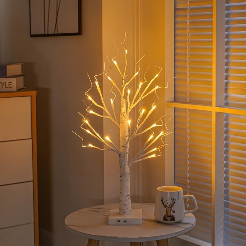 1Pc 24 LED Bendable Willow Branch Light String,Birch Tree Shaped Light,Battery+USB Power Supply,Indoor Night Light Atmosphere Decoration Light,Party Lighting Decoration,Suitable for Home,Parties and Festivals,Gift for Birthdays (Excluding battery)