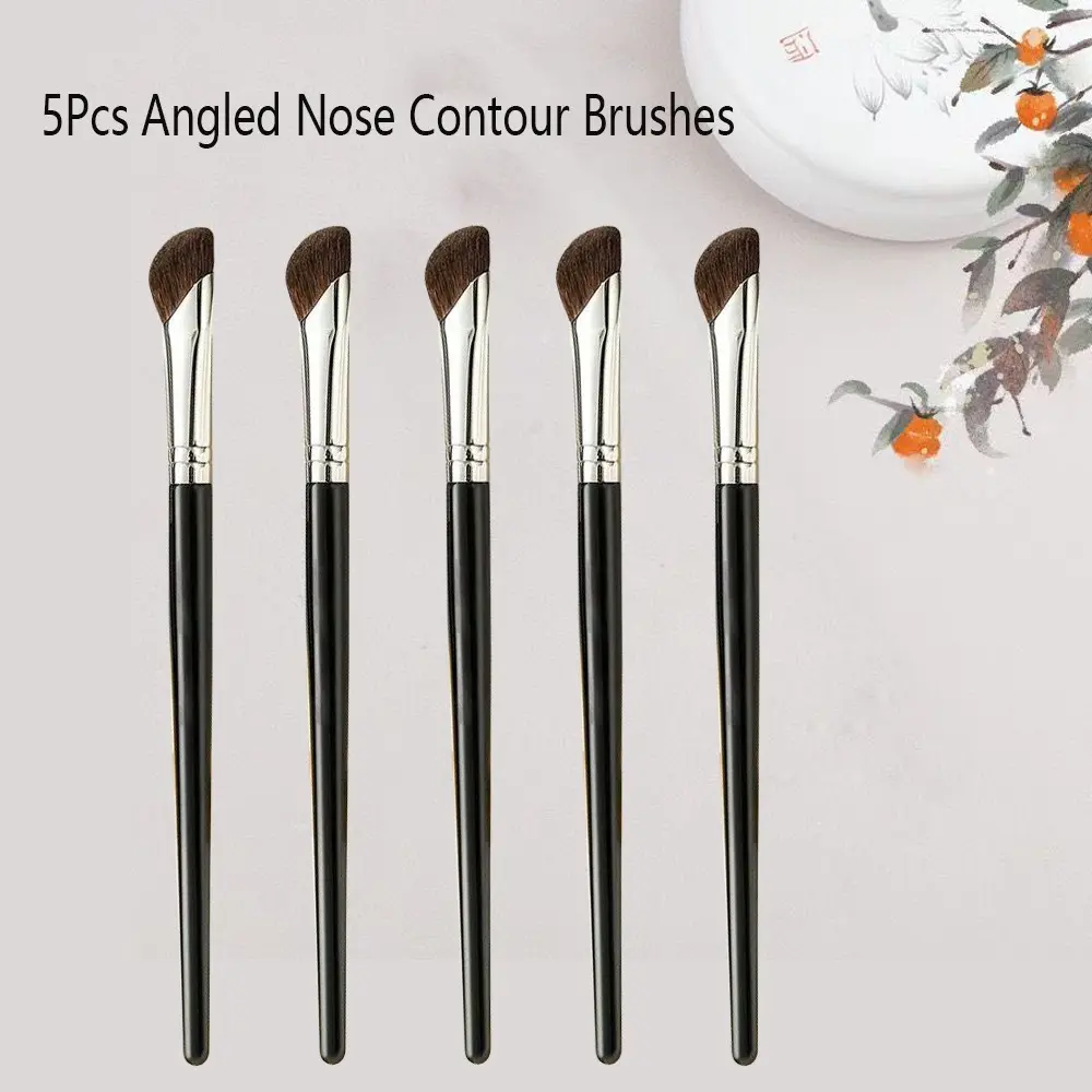 5Pcs Angled Nose Contour Brushes, Soft Synthetic Fiber Nose Wing Highlighter Brushes, Angled Shadow Makeup Brushes, Beauty Tools