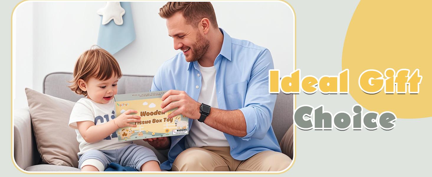 Baby Tissue Box Toy - Wooden Montessori Toys , Educational Baby Toys  for Preschool Learning Fine Motor Skills, Activity Cube Sensory,  Multifunctional Stuffers Learning Toy