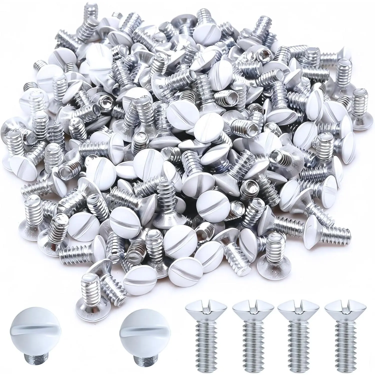 60 count 3/8" Wall Plate Screws, White Outlet Screws 6-32 Thread Light Electrical Cover Panel  Plate Screws(White)