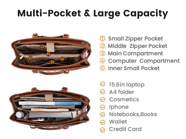 【NEW IN】LOVEVOOK Laptop Bag for Women,15.6 Inch Vintage Work Tote Bags for Women,Leather Teacher Bag,Large Handbag Computer Briefcase