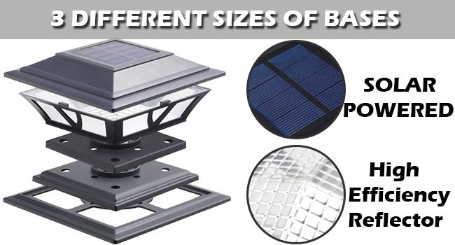 Siedinlar Solar Post Cap Lights, 2Modes Warm & Cool White (3000K/6000K), Outdoor Fence Deck Railing Lights for 4x4 5x5 6x6 Wood/Vinyl Posts, Waterproof Solar Powered Patio, Yard & Garden Decor, Black/White (2 Pack)