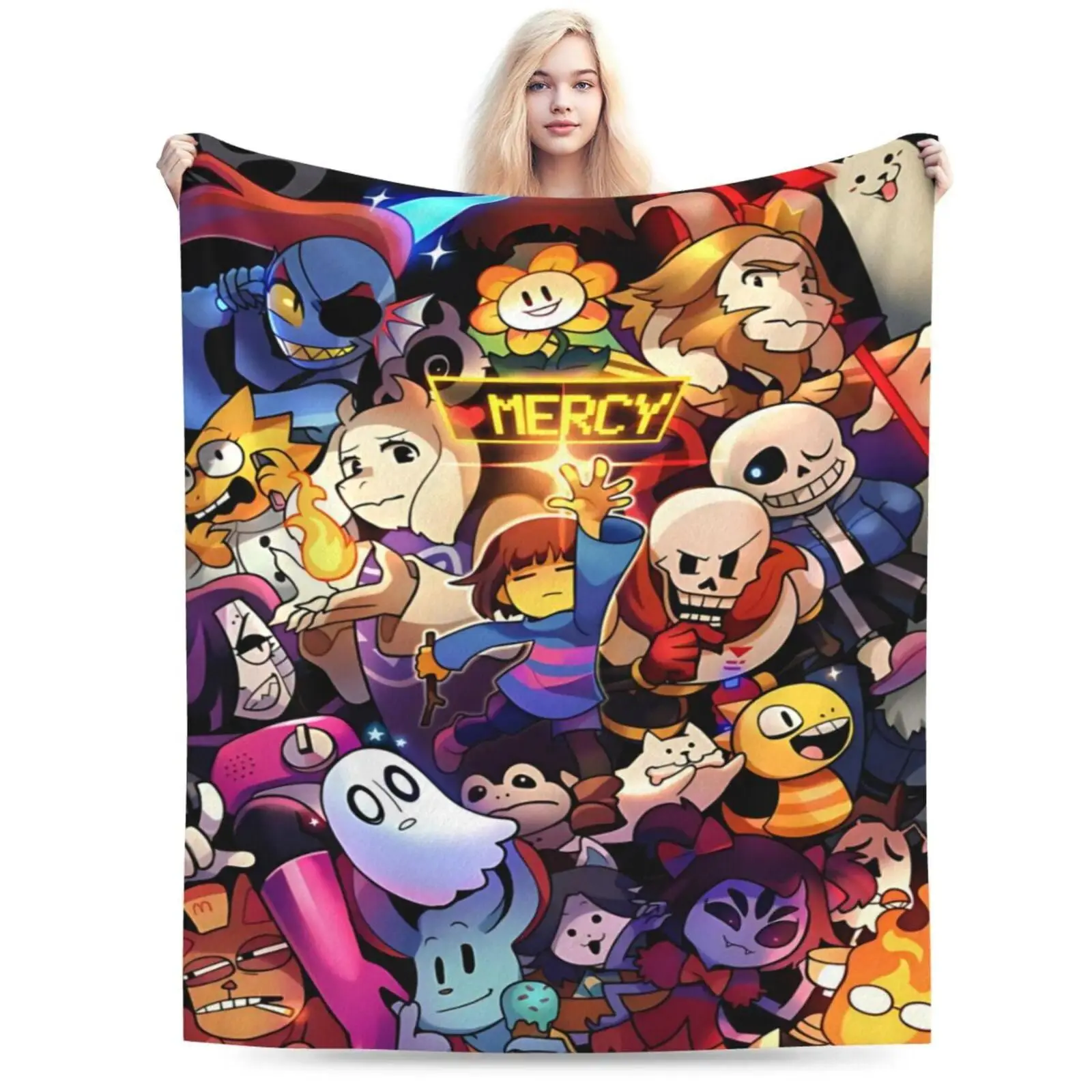 Undertale Sans Pixel Art Style Flannel Blankets Throw Blankets Ultra Soft Cozy Warm Anti Pilling Wrinkle Resistant Bedding Bed Accessories For Bedroom Couch Sofa Decor Birthday Christmas Gift For Gamers Fans Kids Teens Men