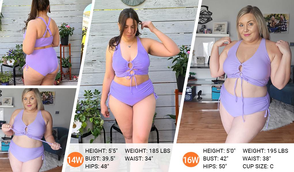 Daci Women Two Piece Plus Size Bikini - Tummy Control Swimsuits Sexy Cutout Bathing Suits Lace Up Swimwear 2026