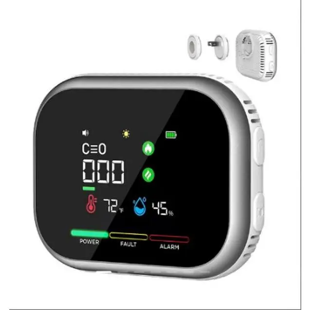 Poslani 6-in-1 Portable Detector, Plug-and-Play Design with Natural Gas, Temperature & Humidity Sensors, High-Definition Display, Accurate Alerts for Kitchen, Garage