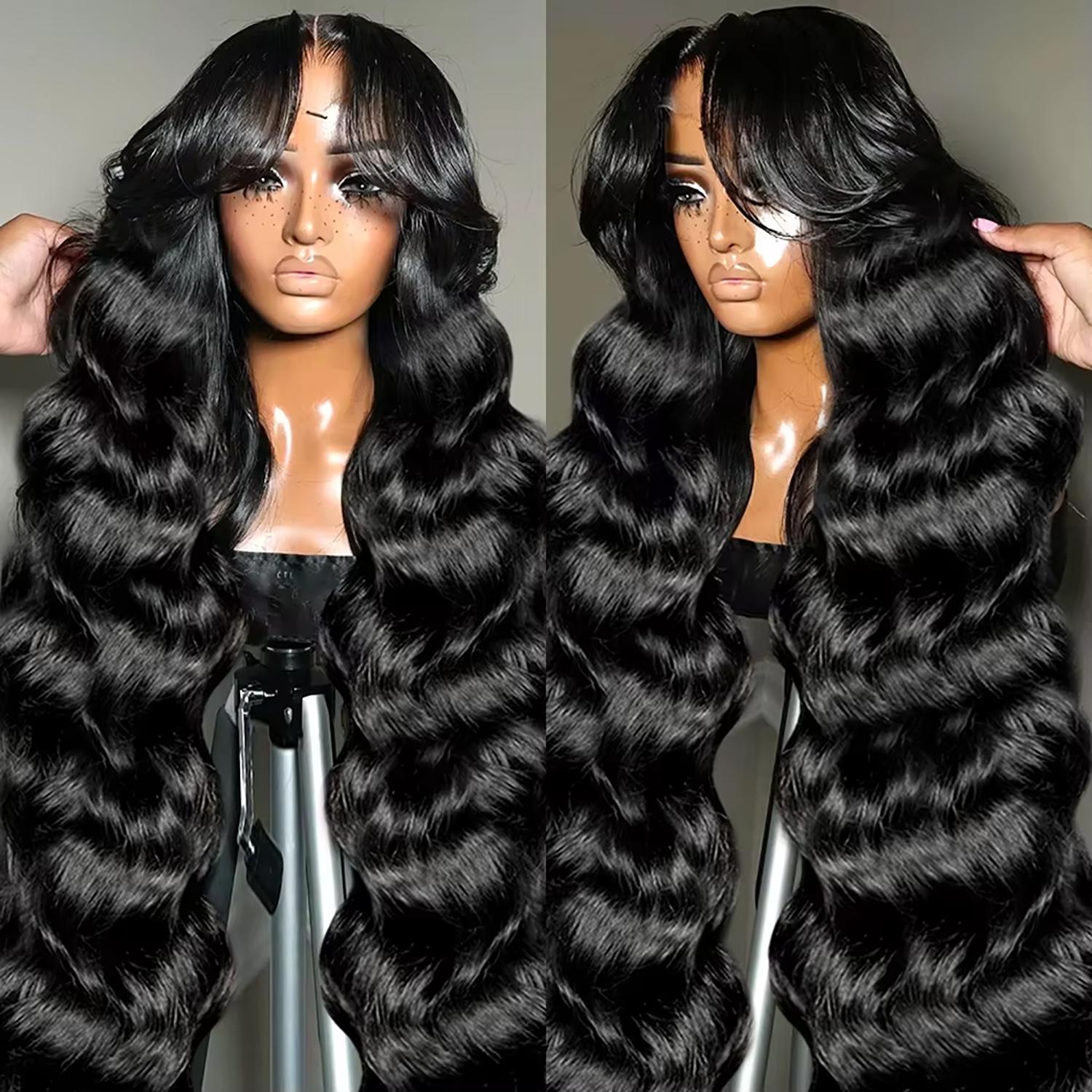 Tahikie #4 Chocolate Brown / #1 Jet Black 13x6 Body Wave 200% Density HD Lace Front Wigs Real Hair For Women Medium Size TikTokShopSummerTurnup dealsforyoudays