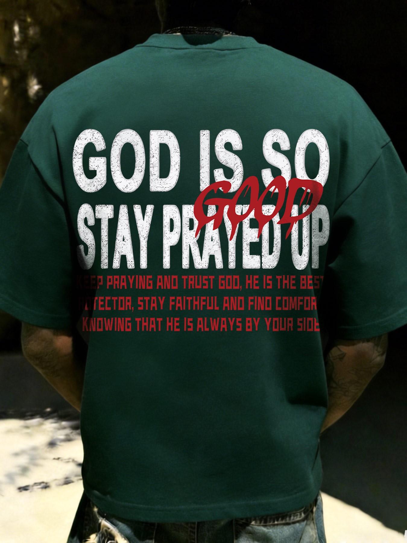 God Is so Good Faith Theme Print American Retro Style Short Sleeve T-Shirt, Casual Loose-Fitting Apparel, Without Collar and Button