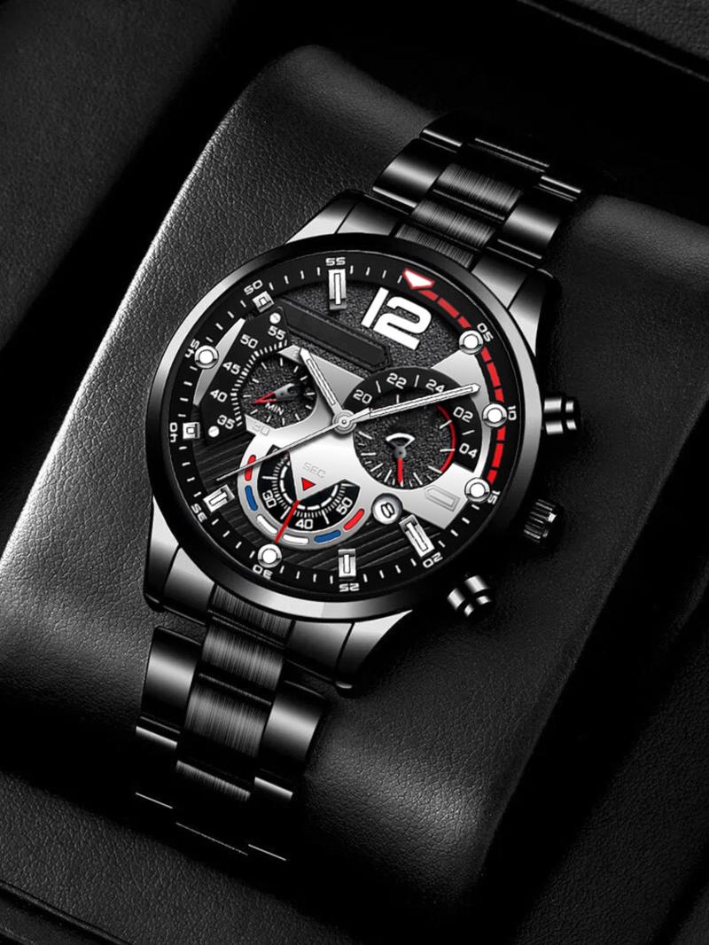 Men's Business Fashion Watch Set, Fashion Watch for Party, Daily Clothing Decor, Trendy All-match & Exquisite Watch for Birthday Gift, Modern Fashionable Wristwatch
