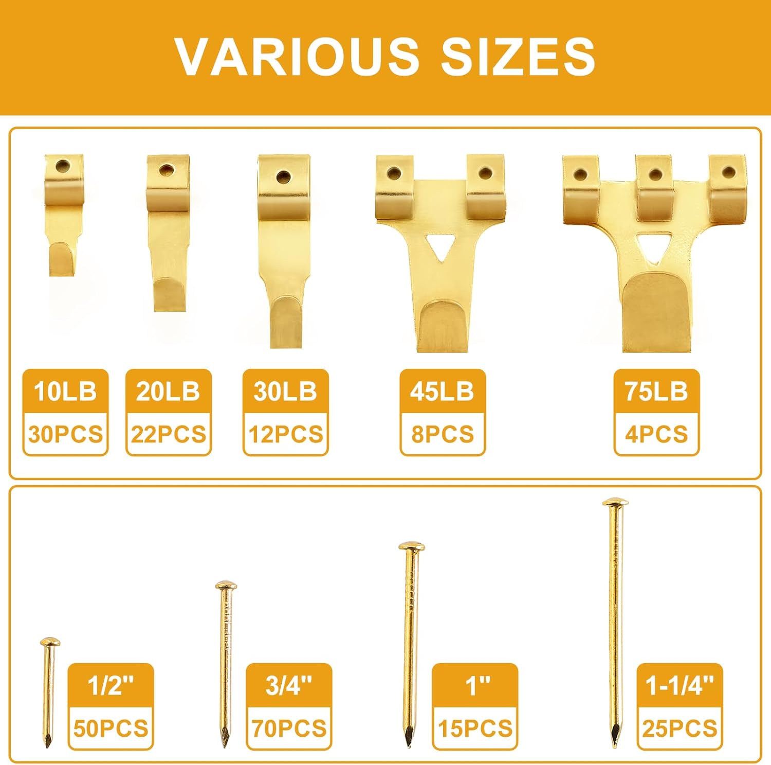 303Pcs Picture Hanging Kit, Picture Hangers Assorted Kit with Heavy Duty Picture Hanging Hooks/Hardware Nails/Sawtooth/Wire/D Rings/Level, Metal Picture Wall Hooks for Frame Canvas Mounting