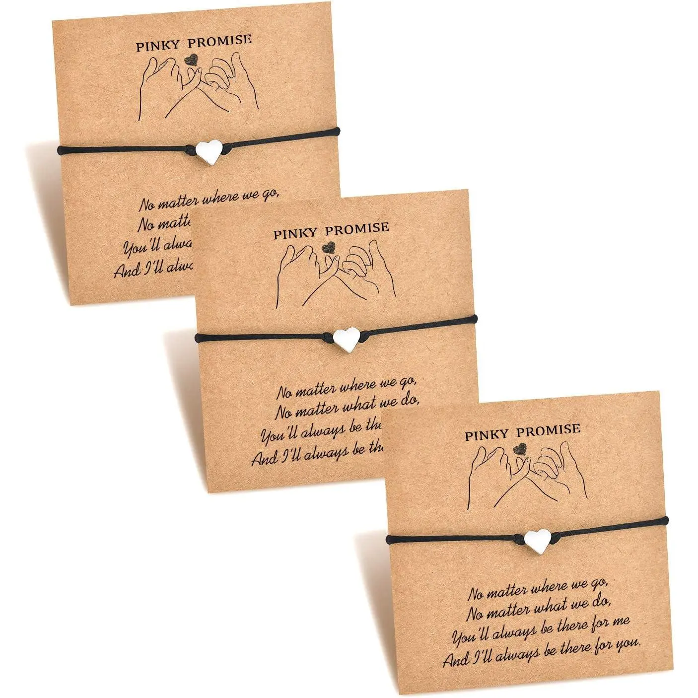 Pinky Promise Bracelet Set Long Distance Matching Friendship  Bff for Graduation Gifts Couple Sisters 3 count