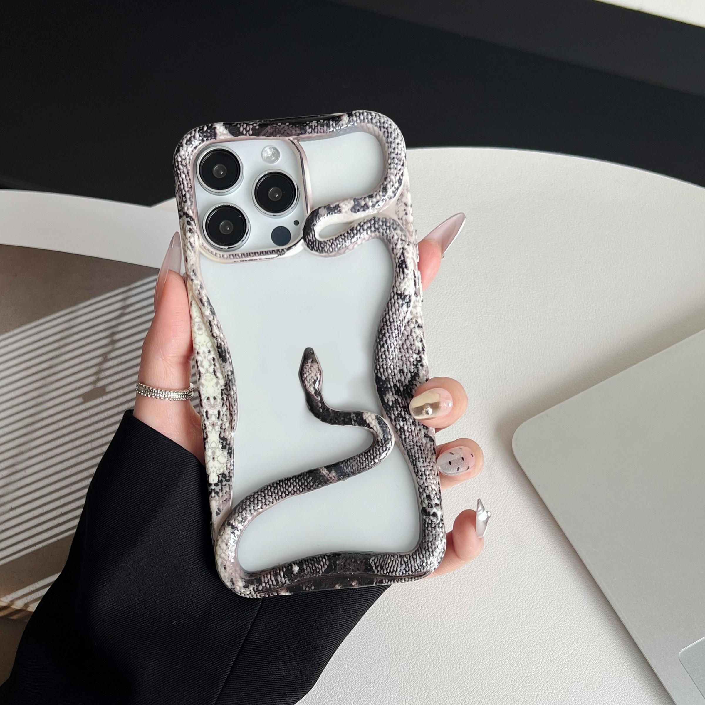 3D Snake Skin Pattern Phone Case, Creative Snake Design Phone Protective Cover, Phone Accessories Compatible with iPhone 15 14 13 12 11 Pro Max, Casing