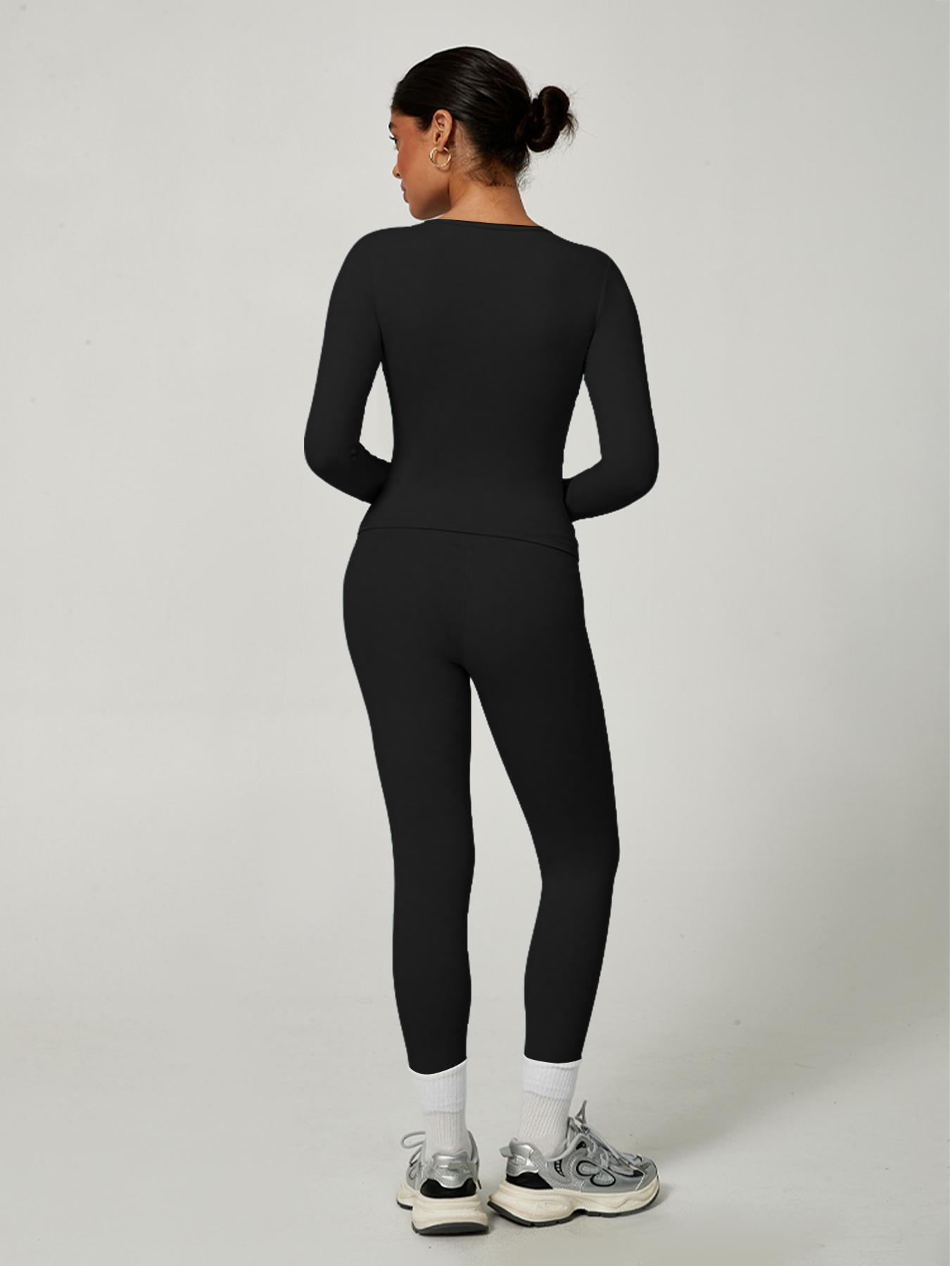 Women's Sporty Solid Color Top & Pants Set, Comfortable Tee & Slim Fit Leggings, Ideal for Daily Yoga & Fitness Activities, Skinny Sportswear