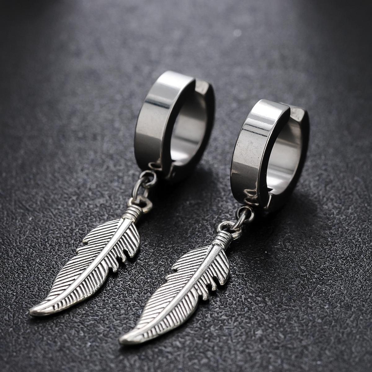 Punk Style Feather Design Dangle Earrings, 1 Count/ 1 Pair Fashionable Dangle Earrings for Men & Women for Party, Daily Decor, Trendy All-match Goth Jewelry for Birthday Gift