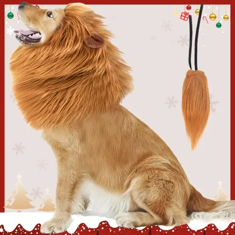 Pet Lion Full Head + Scarf Wig Costume Set, Sporty Protective Gear for Halloween, Holiday Versatility Festive Winter Dress-Up (Sports & Outdoor Accessories)