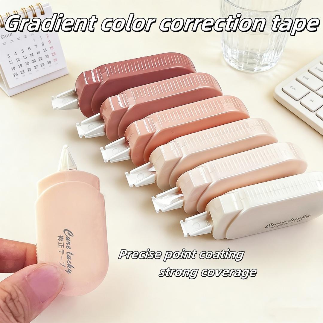 6-Piece Compact Portable Correction Tape Set, Ergonomic Handle, Smooth Coverage, Scratch-Resistant, Quiet Operation, Office & School Supplies
